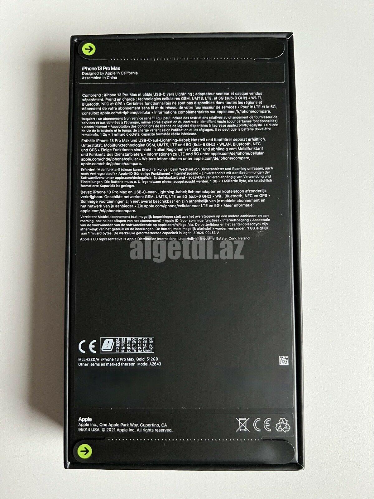 iPhone 13 Pro Max 512GB (Kilidi açılmış) Qızıl