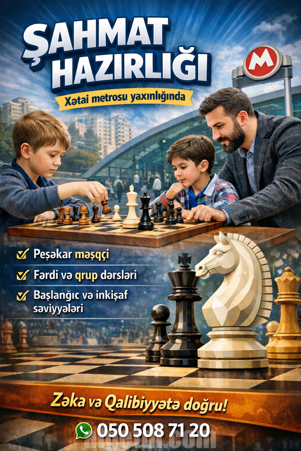 Xətai metrosu yaxınlığında şahmat hazırlığı