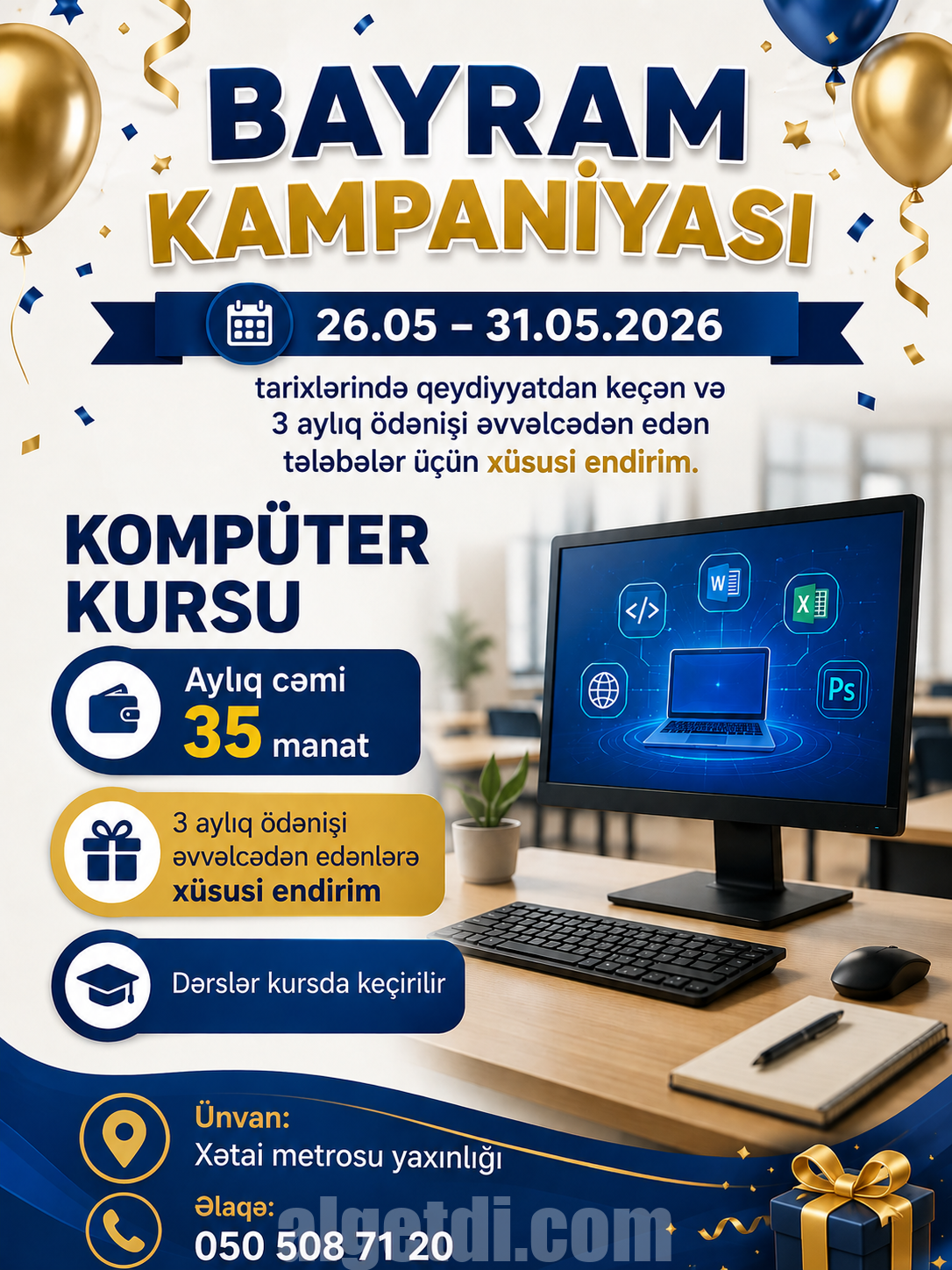 Endirimli kompüter kursu kampaniyası