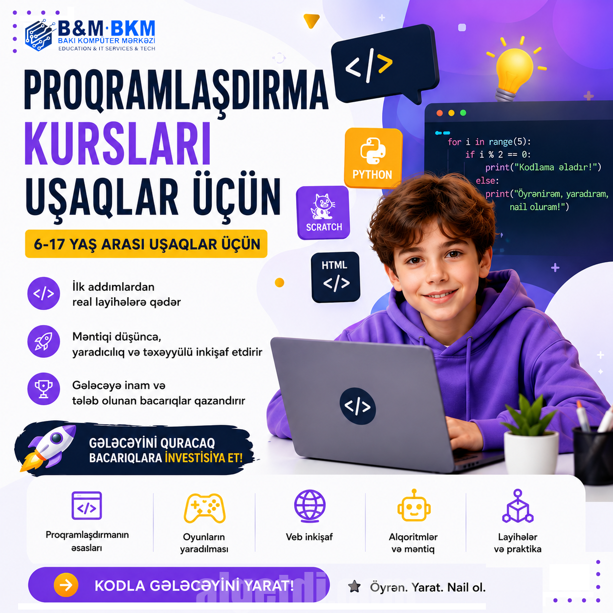 Uşaqlar üçün Web proqramlaşdırma kursu