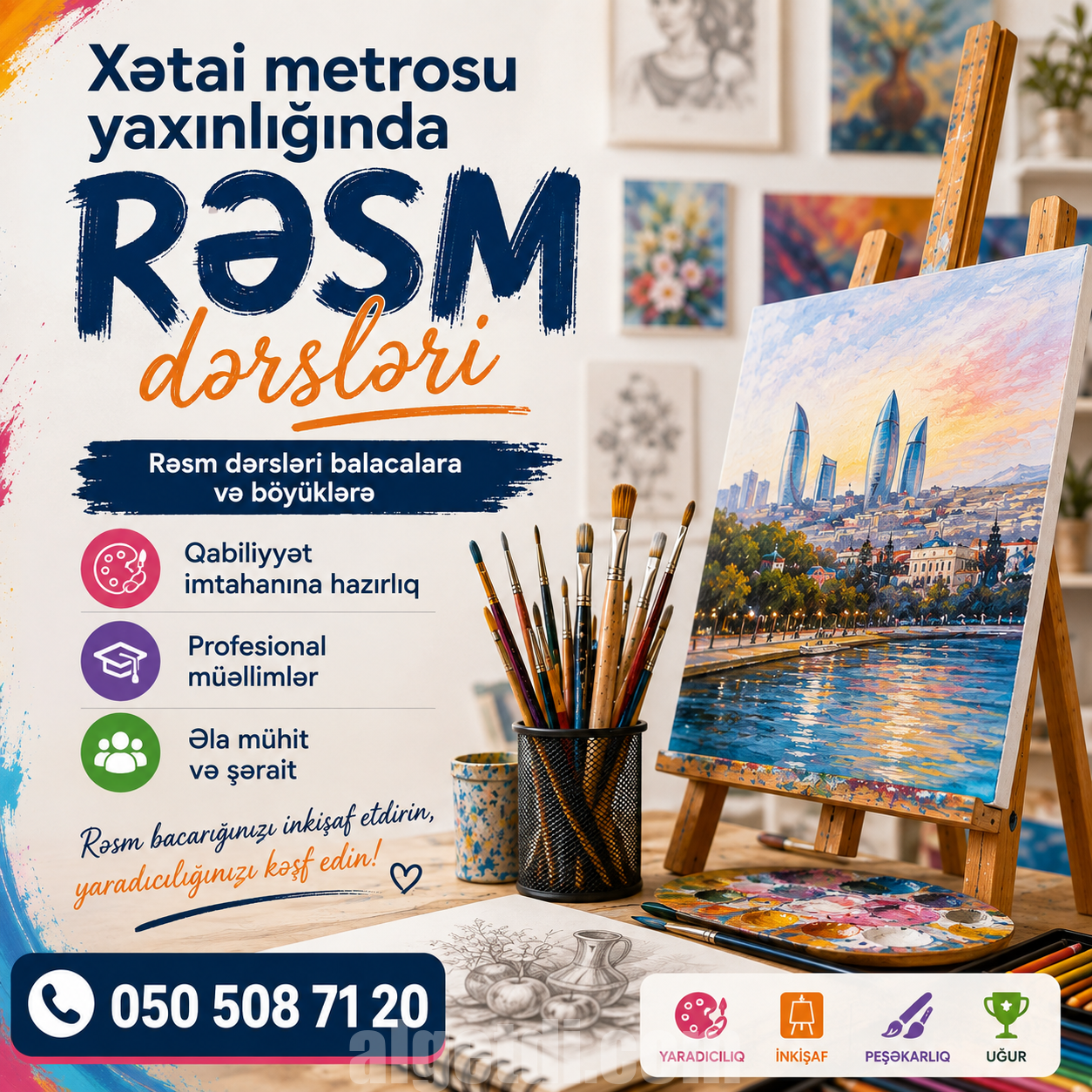 Xətai metrosu yaxınlığında rəsm dərsləri